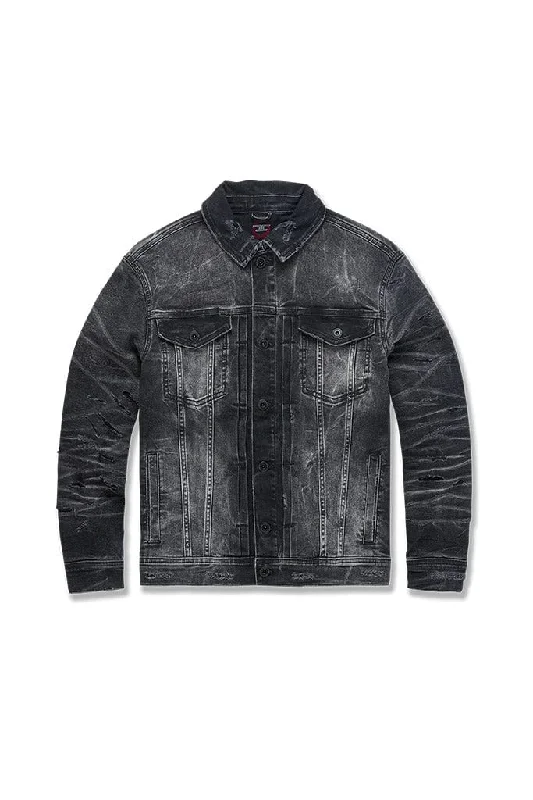 men's vintage jackets-Big Men's Hamilton Denim Trucker Jacket (Industrial Black)