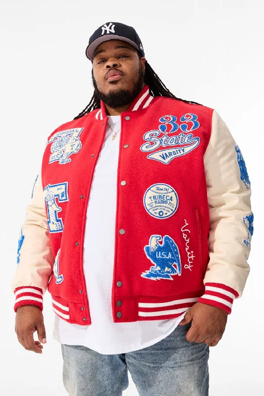 men's high visibility jackets-Big Men's All American Varsity Jacket (Red)