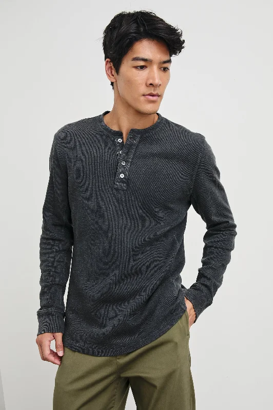 men's spring t-shirts-SOTO HENLEY - WASHED BLACK