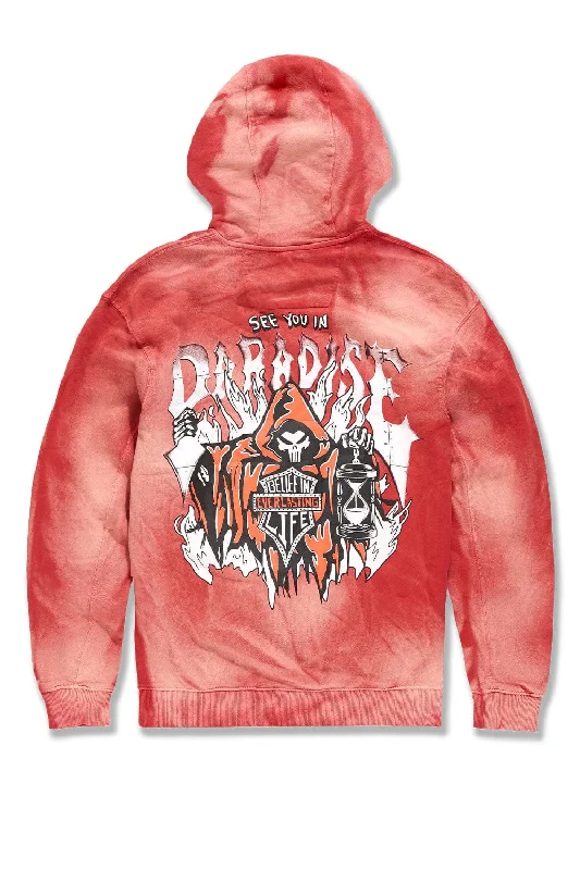 men's street style sweatshirts-Afterlife Pullover Hoodie (Red)