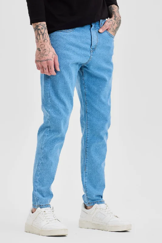 men's event trousers-Light Blue Slim Fit Jeans