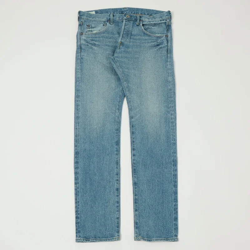 men's hunting pants-ONI 121S-ISHIKAWADAI 15oz Slim Tapered Stretch Jean - Bleach Wash