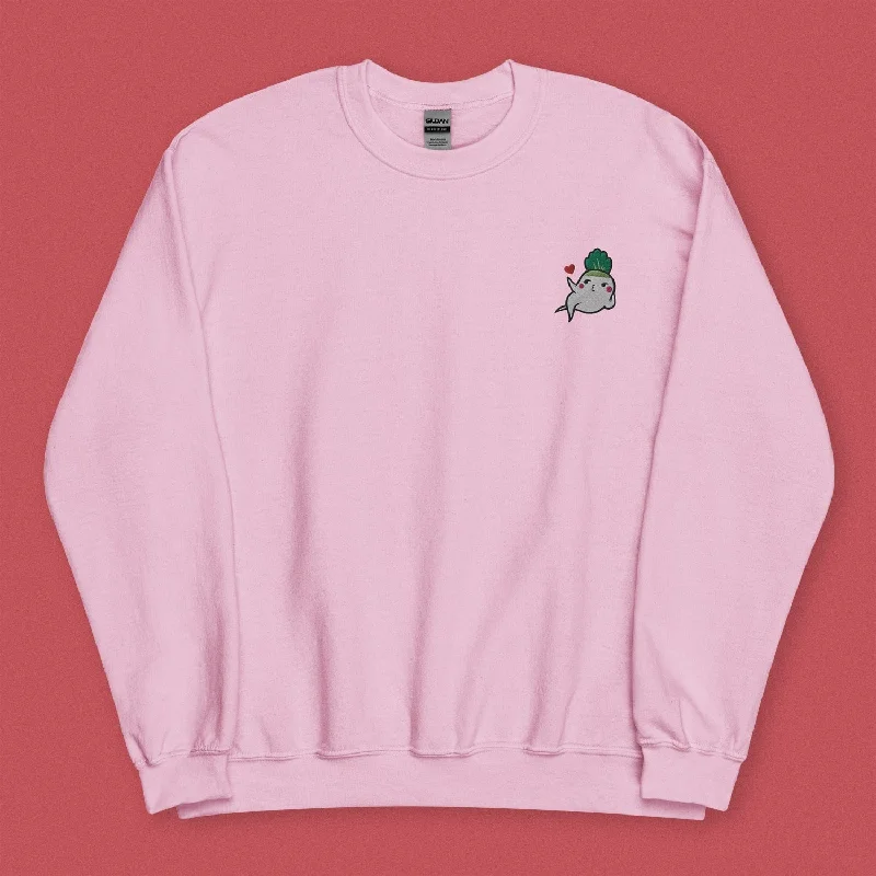 men's vintage sweatshirts-Seductive Daikon Radish Embroidered Sweatshirt - Limited Valentine's Version