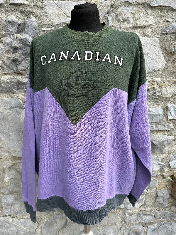 men's fashion-forward sweatshirts-80s Canadian purple&grey sweatshirt M/L