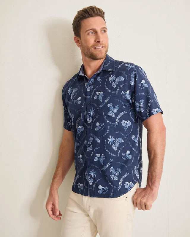 men's fall shirts-Tommy Bahama Men's Disney Indigo Mouse Camp Shirt - Indigo