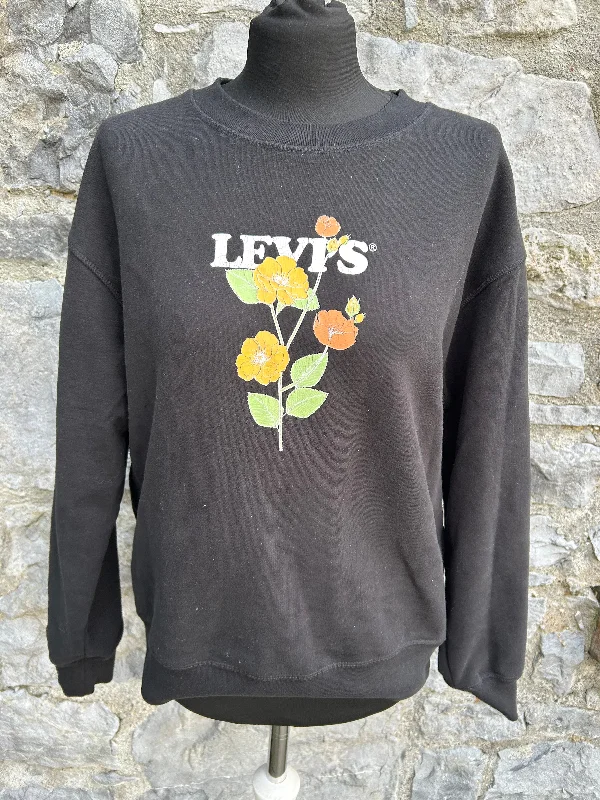 men's breathable sweatshirts-Levi’s flowers black sweatshirt  uk 12-14