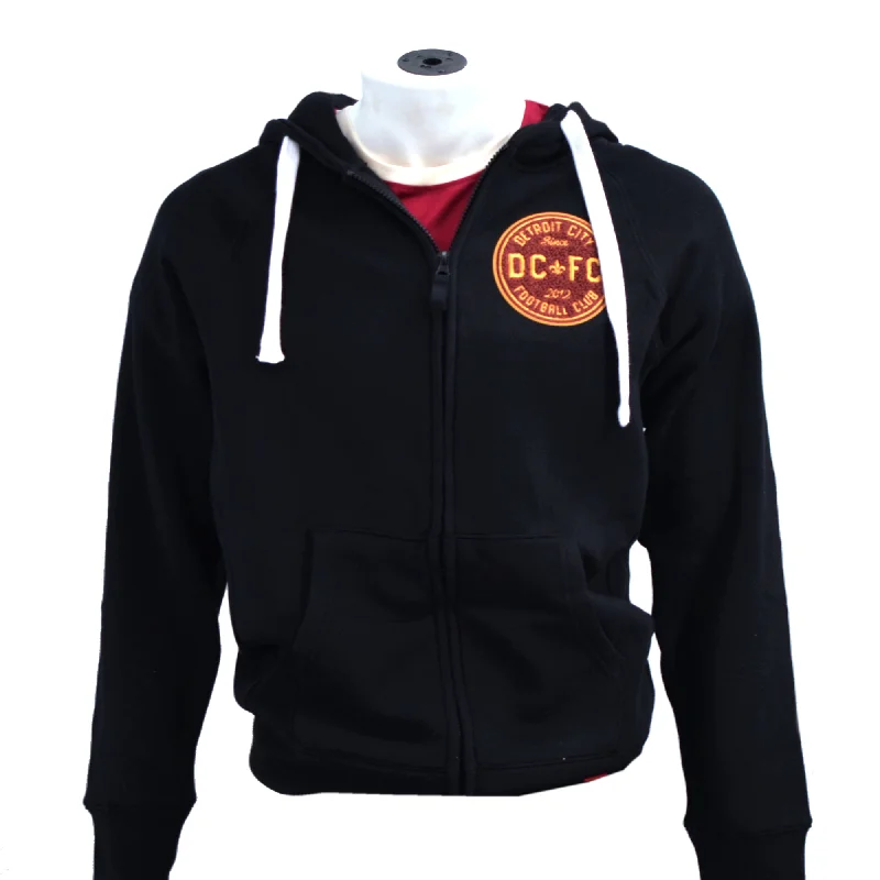 men's camping sweatshirts-DCFC Sportiqe Cheneille Full Zip- Black