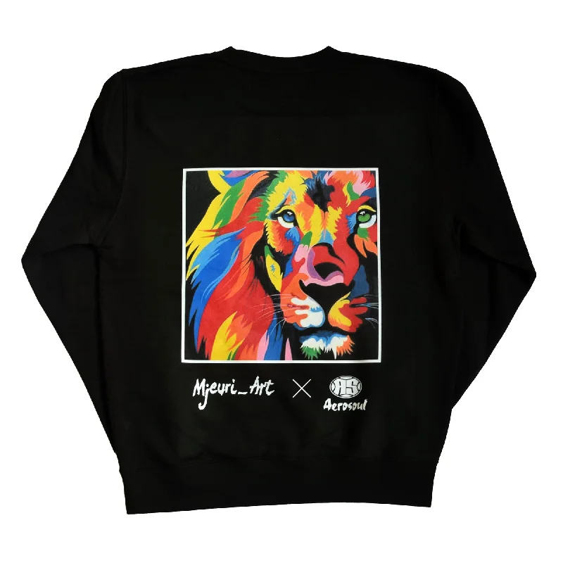 men's cozy fit sweatshirts-A.S. Africa Lion Sweatshirt (Black)