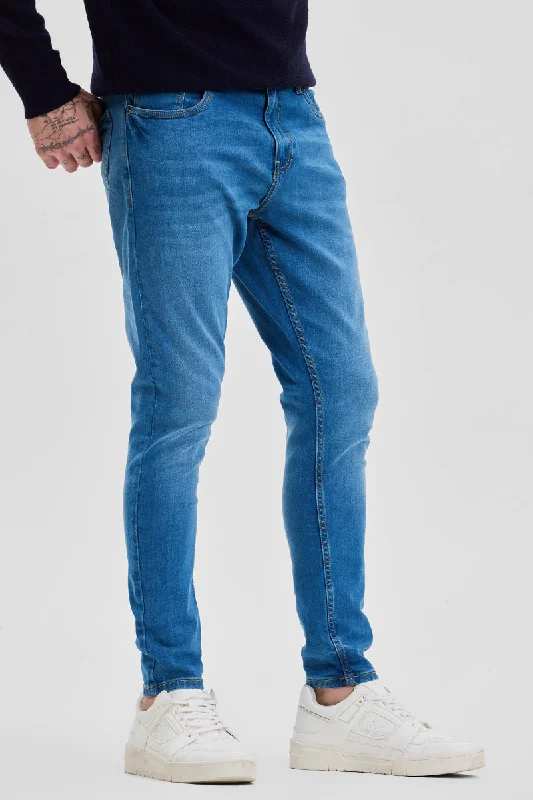 men's lounge pants-Blue Skinny Fit Jeans