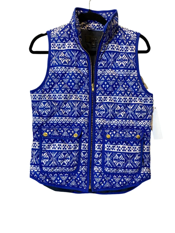 men's practical vests-Vest Puffer & Quilted By J. Crew In Blue & White, Size: Xs