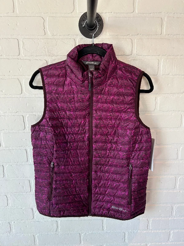 men's streetwear vests-Vest Puffer & Quilted By Eddie Bauer In Purple, Size: S