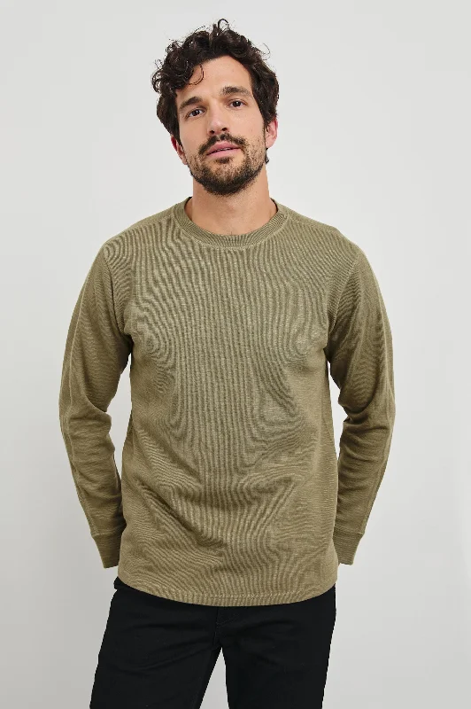 men's streetwear t-shirts-RHEESE THERMAL - GREEN OLIVE