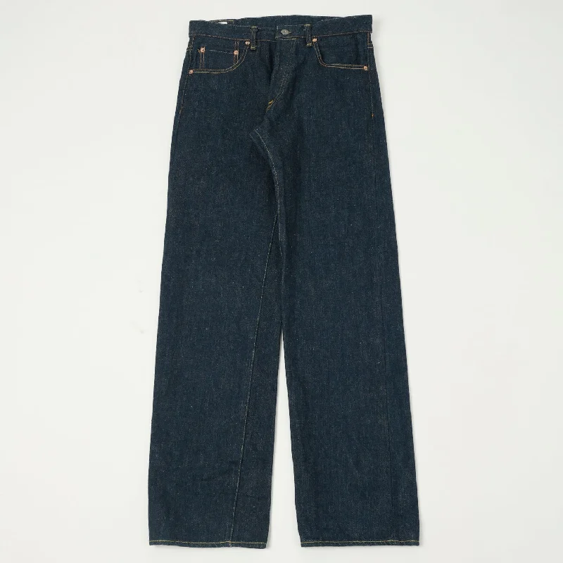 men's cotton pants-ONI 266ZR-ECRU 'Secret Denim Ecru Weft' 20oz Wide Straight Jean - One Wash