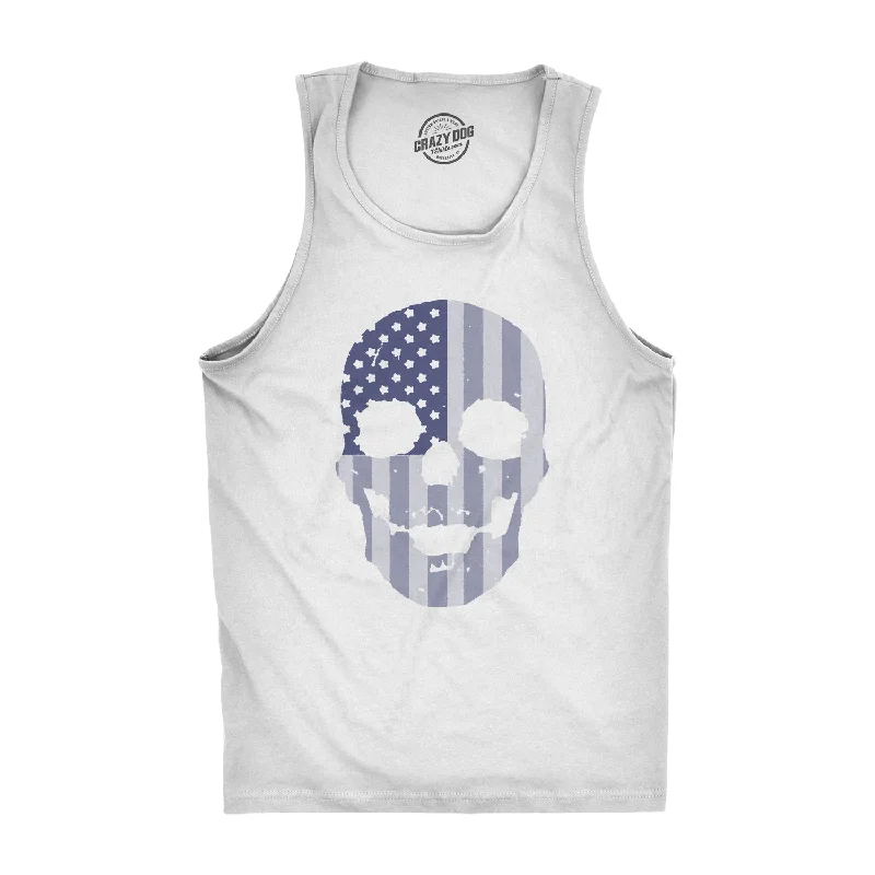 men's tank top comfortable-Flag Skull Men's Tank Top