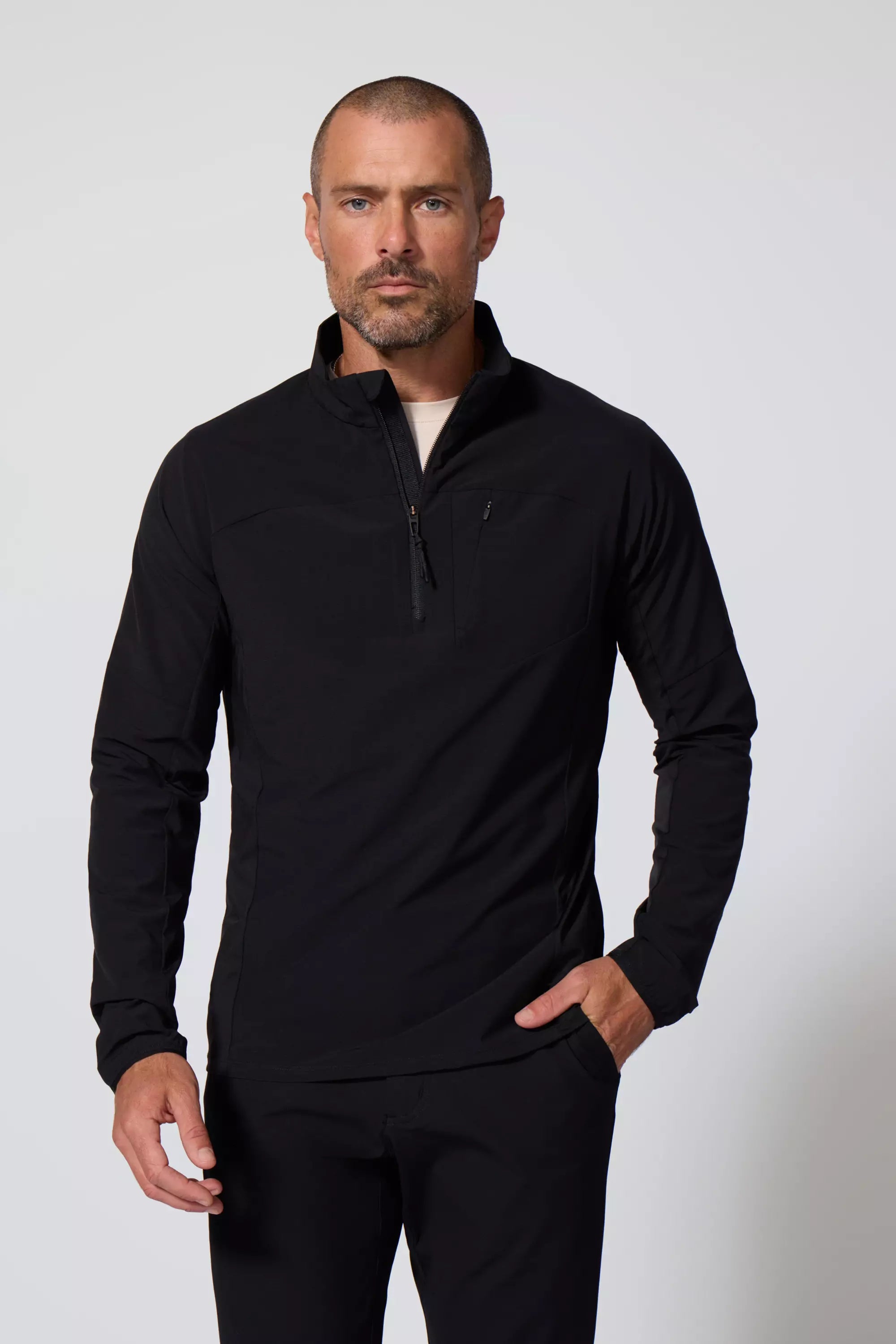 men's high-quality sweatshirts-Rove 1/2 Zip - Black