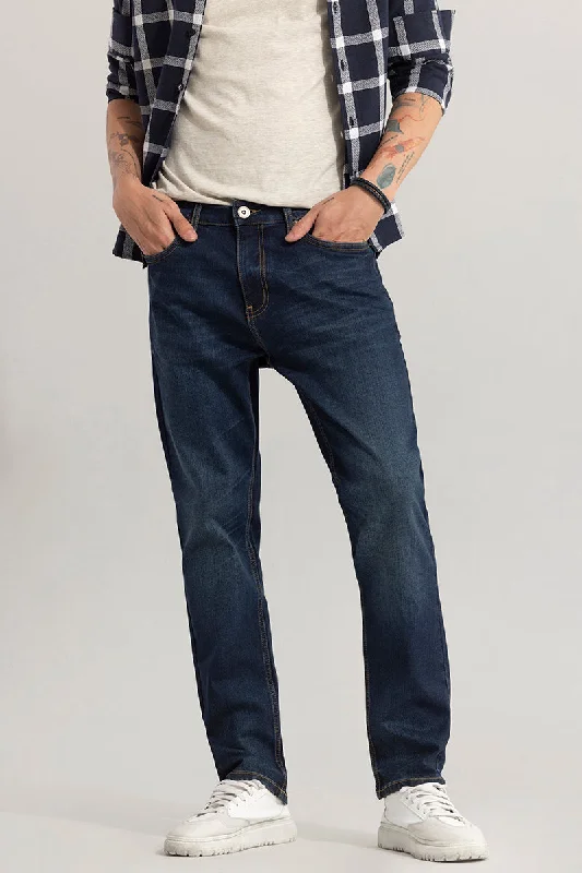 men's drawstring pants-Cascade Denim Blue Comfort Fit Jeans