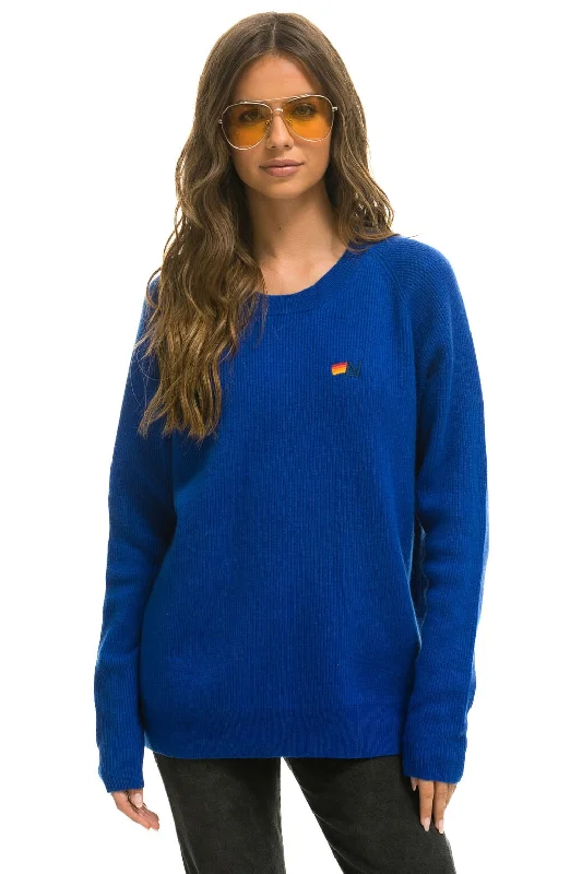 men's solid color sweatshirts-VINTAGE CABIN 2 UNISEX CASHMERE SWEATER - LAPIS