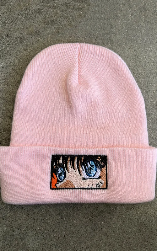 men's streetwear sweatshirts-Eyes Beanie - PINK