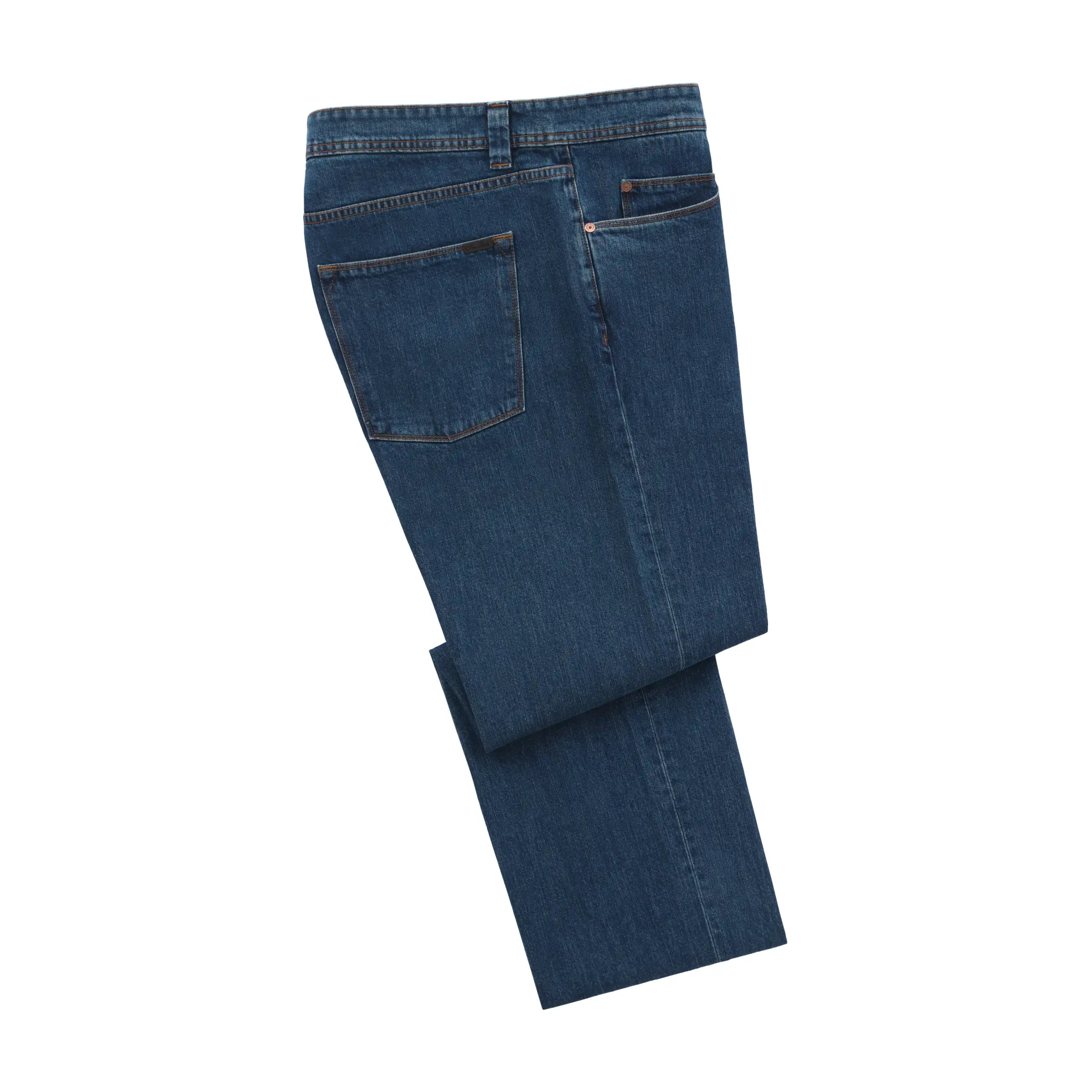 men's travel pants-Regular-Fit Cotton Jeans in Blue