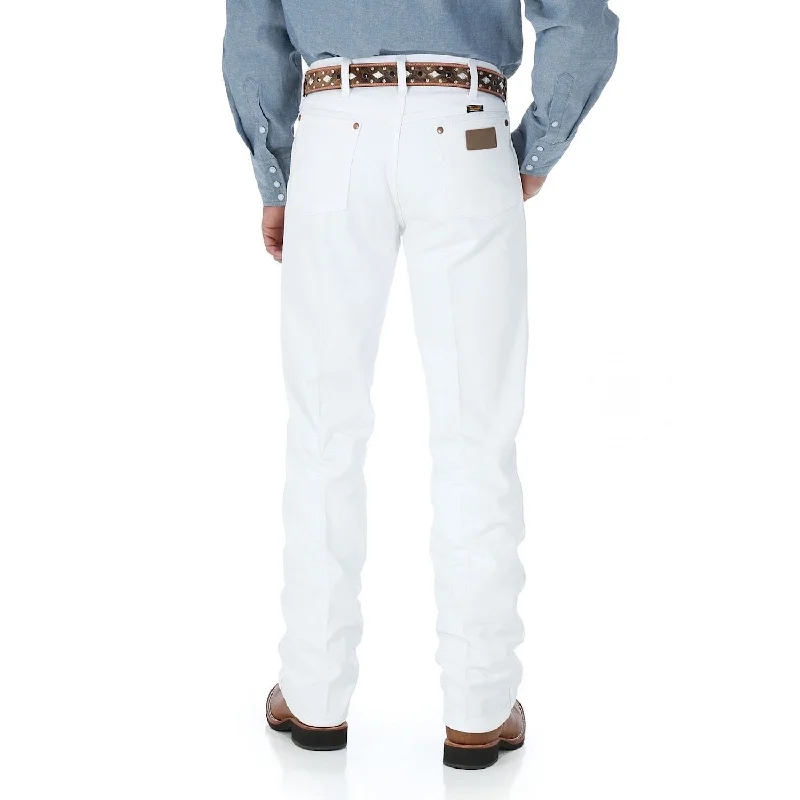 men's windproof trousers-Wrangler Mens Cowboy Cut Original Fit Jean White