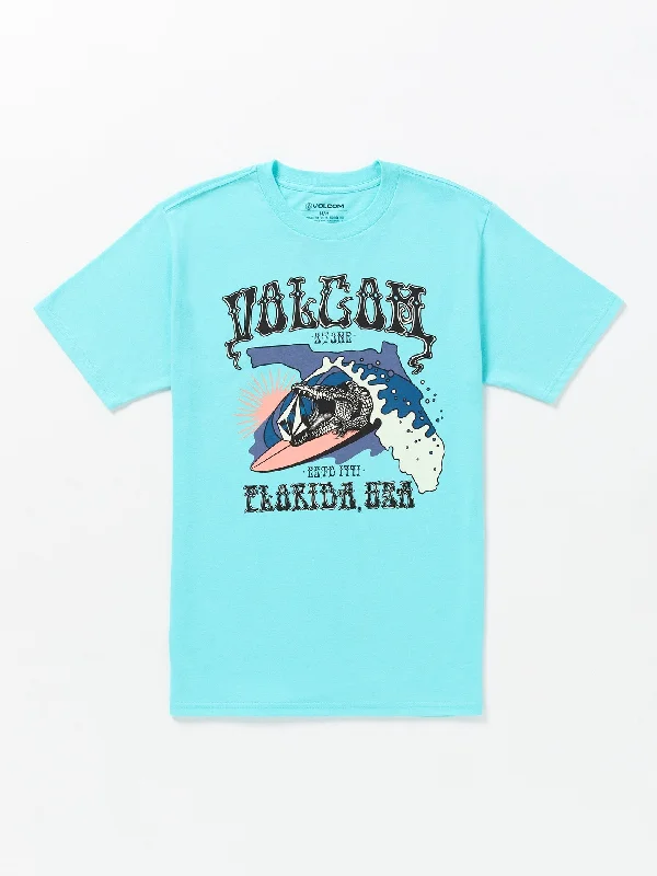 men's plain color t-shirts-Gator Tubes Short Sleeve Tee - Crete Blue