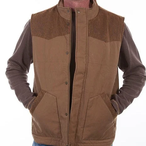 men's padded vests-Scully Men's Canvas Vest in Tan