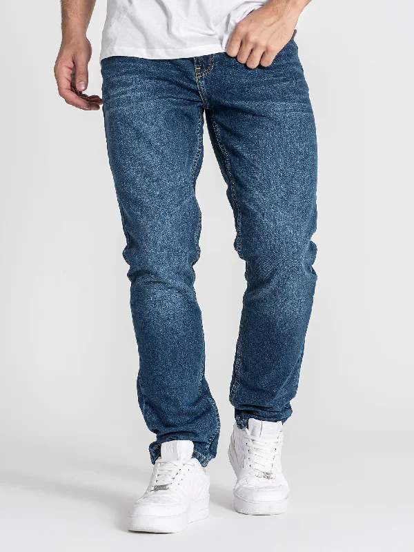 men's versatile pants-Dark Blue Core Straight-Leg Jeans