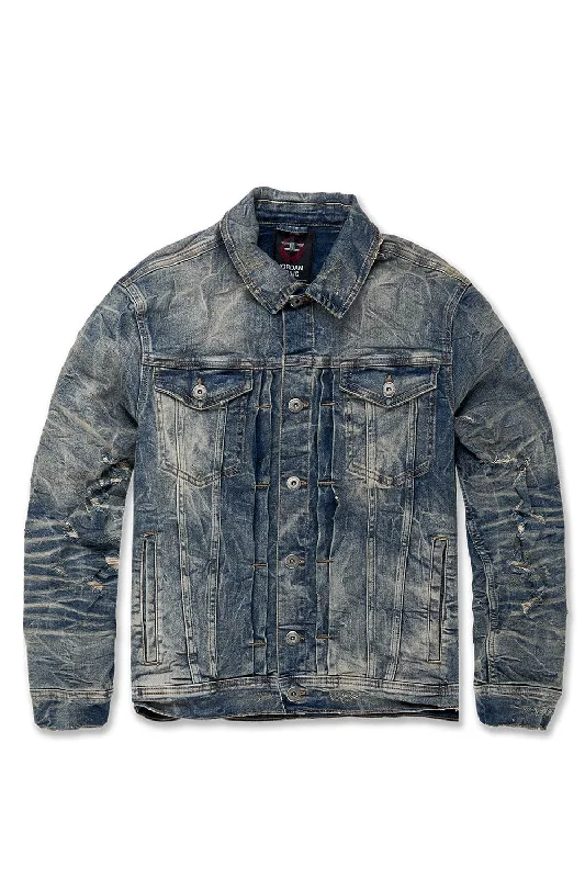 men's streetwear jackets-Big Men's Bayside Denim Trucker Jacket (Death Valley)