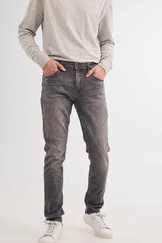 men's stylish pants-Jeans gris foncé coupe ajustée, 32'' - Homme