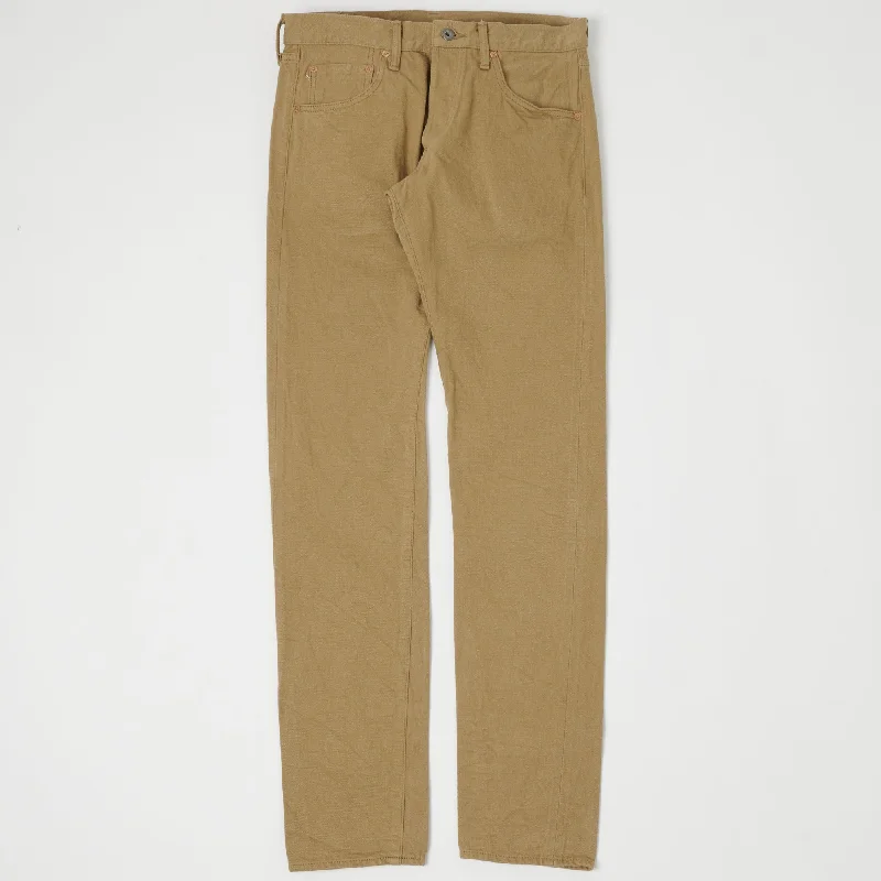 men's fashion trousers-ONI 602LW-BE 'Super Low Tension Beige' 12oz Regular Tapered Jean - One Wash