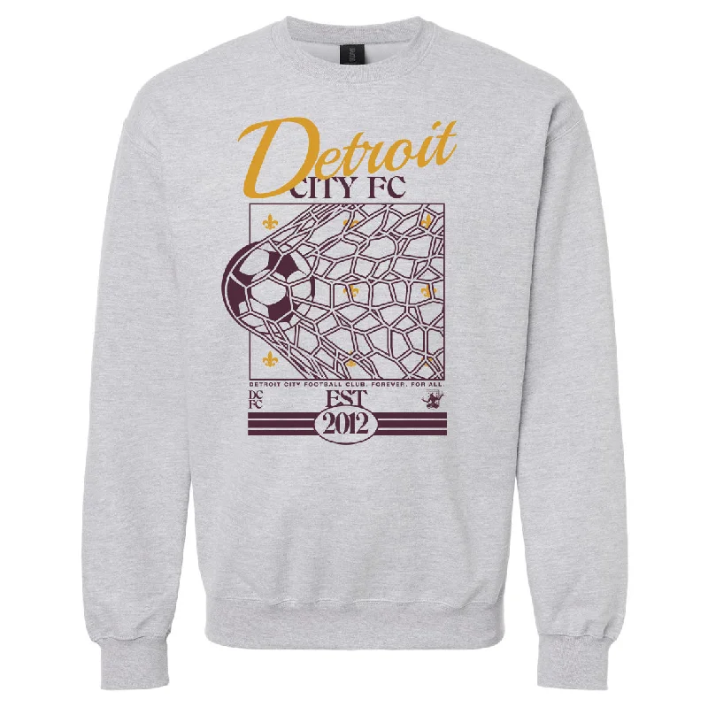 men's travel sweatshirts-DCFC Back of the Net Crewneck Sweatshirt- Grey