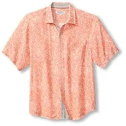 men's comfortable fit shirts-Tommy Bahama Men's Veracruz Cay Sand Dollar Camp Shirt - Dark Coral