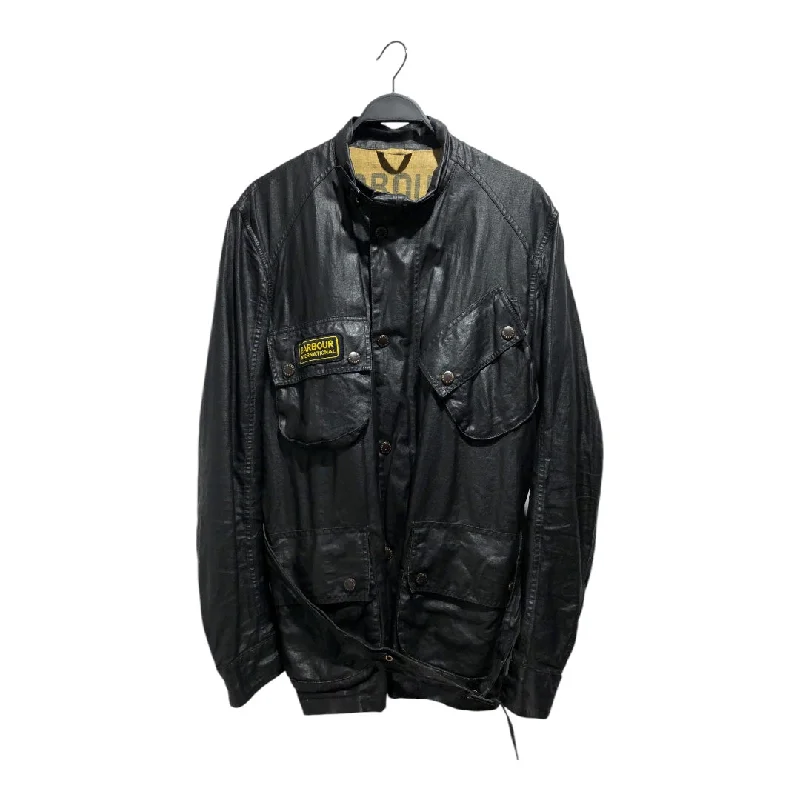 men's trench coats-Barbour/Fleece Jkt/L/Leather/BLK/4/PKT LONG JACKET