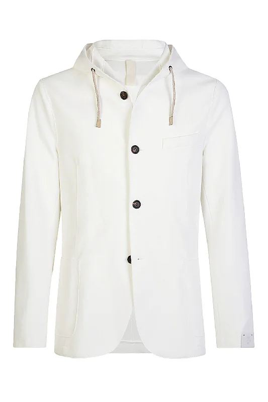 men's softshell jackets-Hooded Blazer - White