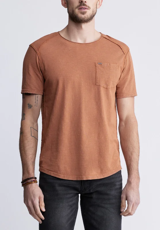 men's promotional t-shirts-Kamizo Men's Pocket T-shirt in Mocha Brown - BM24346