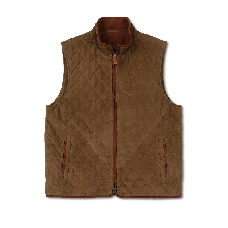 men's vibrant vests-Men's Goat Suede Quilted Ranch Vest