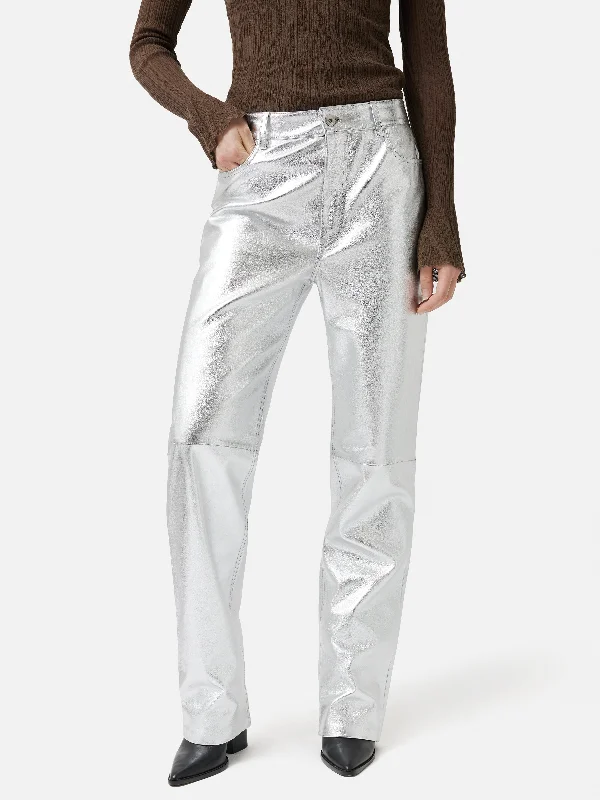 men's outdoor trousers-Leather Regent Jean | Silver