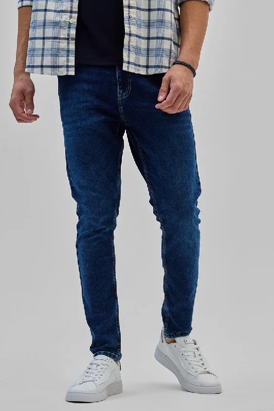 men's wool trousers-Navy Skinny Fit Jeans