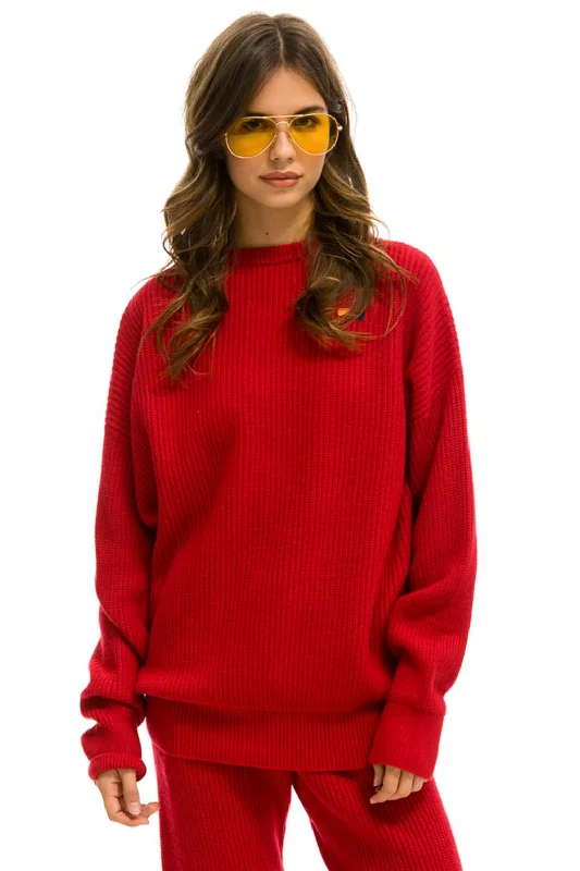 men's minimalist sweatshirts-VINTAGE CABIN UNISEX CASHMERE SWEATER - CHERRY