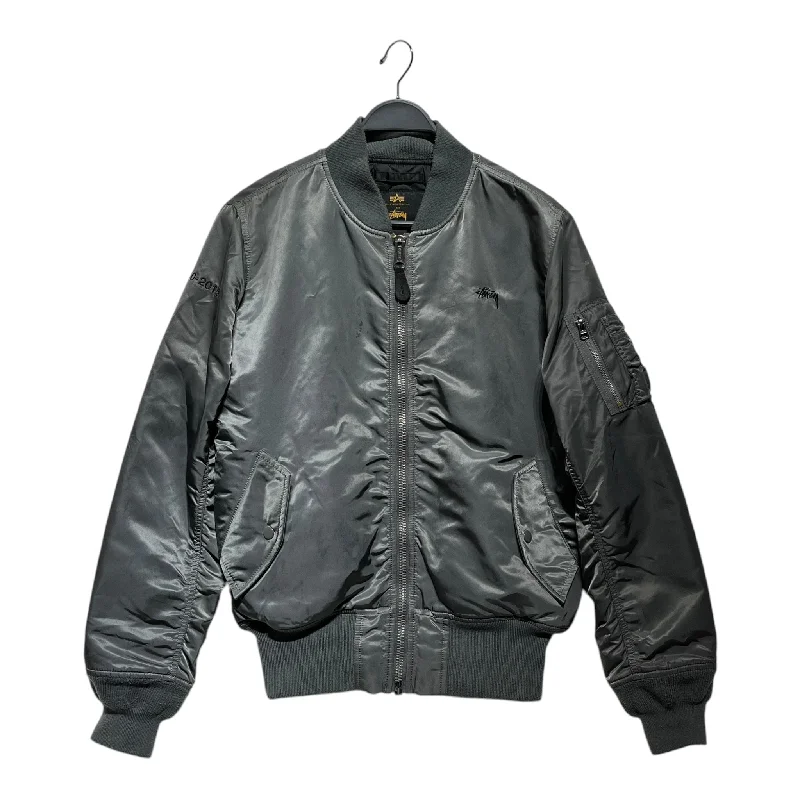 men's luxury jackets-STUSSY/ALPHA INDUSTRIES/Flight Jkt/M/Polyester/GRN/