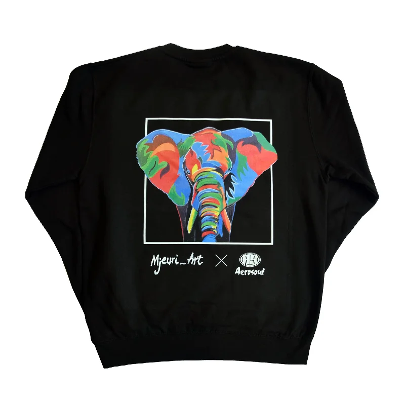 men's versatile sweatshirts-A.S. Africa Elephant Sweatshirt (Black)