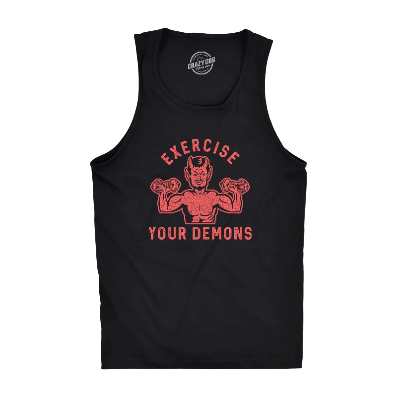 men's tank top sportswear-Exercise Your Demons Men's Tank Top