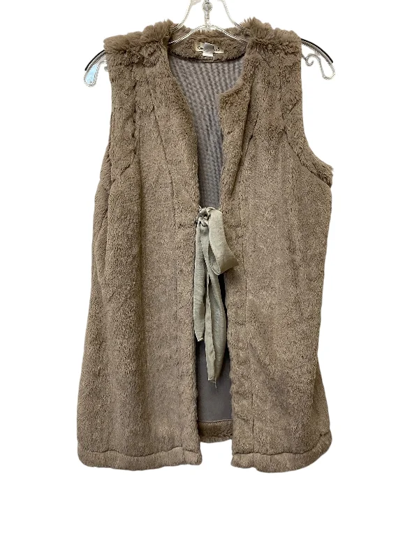 men's premium vests-Vest Faux Fur & Sherpa By Clothes Mentor In Taupe, Size: S