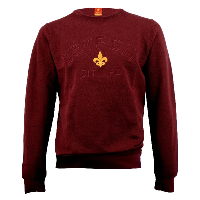 men's cycling sweatshirts-Pique Crew Neck Sweatshirt- Maroon