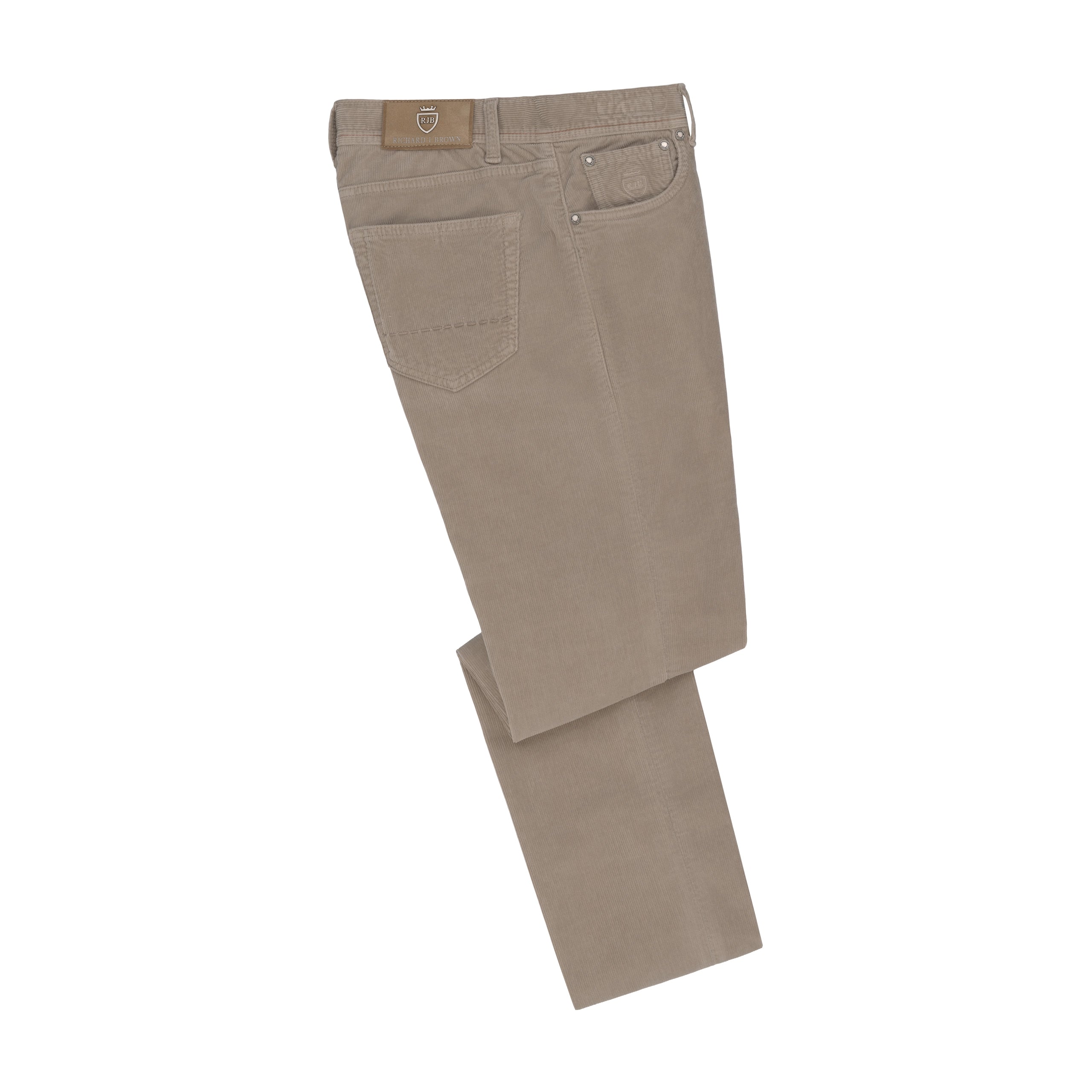 men's drawstring pants-Corduroy Stretch-Cotton Jeans in Soft Greige