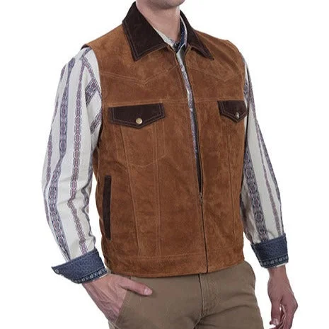 men's quilted vests-Scully Men's Suede Concealed Carry Vest