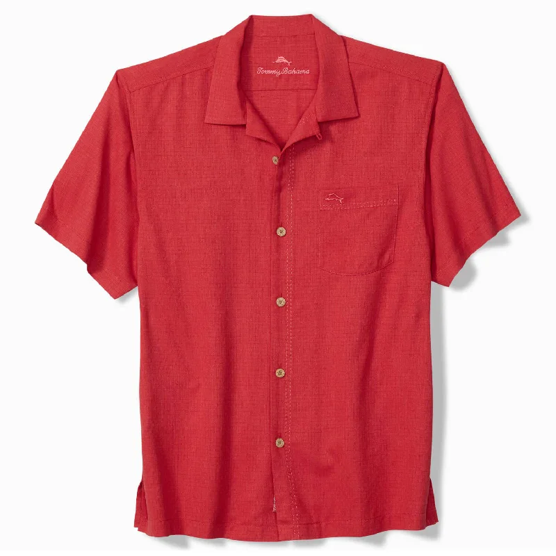 men's unique shirts-Tommy Bahama Men's IslandZone Coastal Breeze Check Camp Shirt - Dark Havana