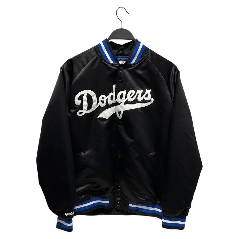 men's stylish jackets-mitchell&ness/Baseball Jkt/M/Polyester/BLK/dodgers blue trim