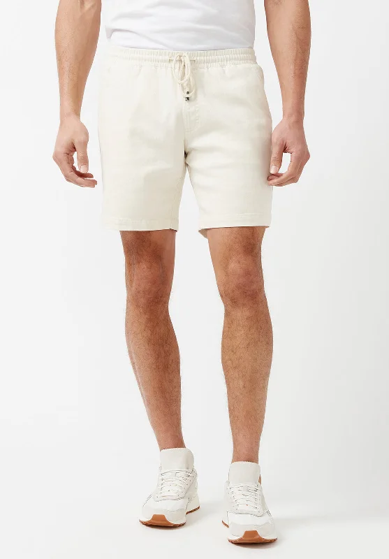 men's moisture-wicking shorts-Higgers Cotton Twill Blend White Shorts - BM23934