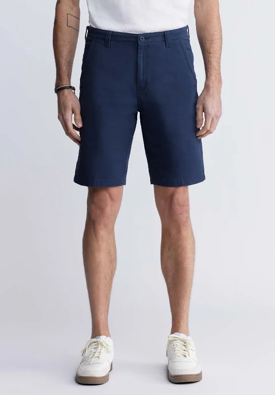 men's elastic waist shorts-Hadrian Men's Flat Front Shorts in Midnight Blue - BM24266